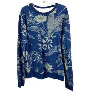 Wallace Barnes Sweatshirt Men's Size XL Crewneck Blue Floral All Over Print